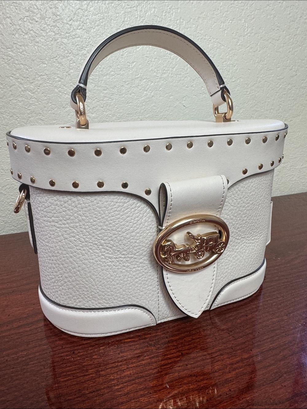 Coach Georgie Kay  Elegant Chalk Cream Leather Top Handle Purse. - Picture 3 of 14